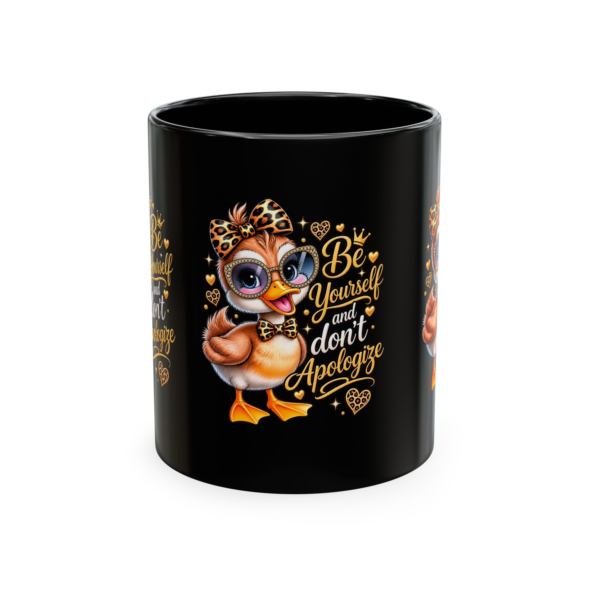 Cute Duck Black Ceramic Mug – Be Yourself Inspirational Coffee Mug