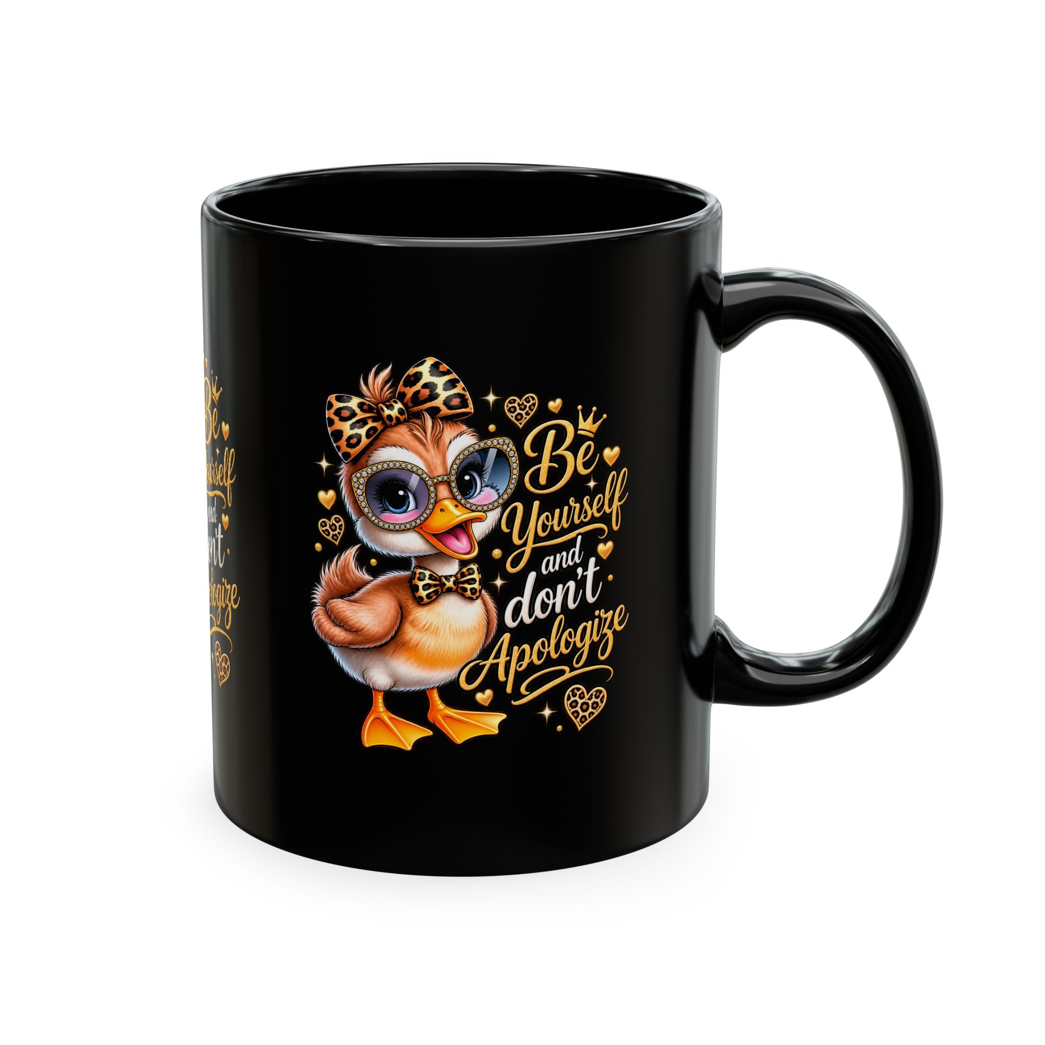Cute Duck Black Ceramic Mug – Be Yourself Inspirational Coffee Mug