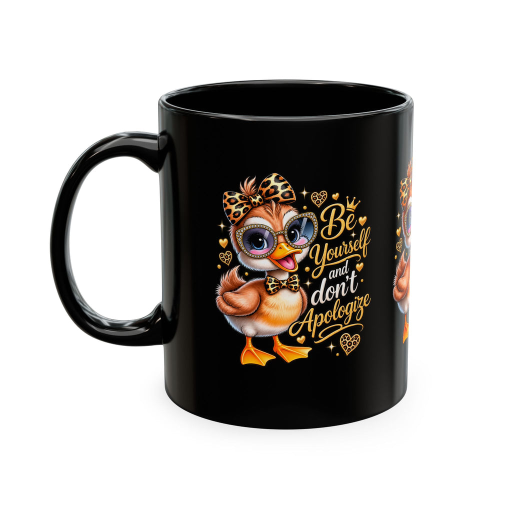 Cute Duck Black Ceramic Mug – Be Yourself Inspirational Coffee Mug